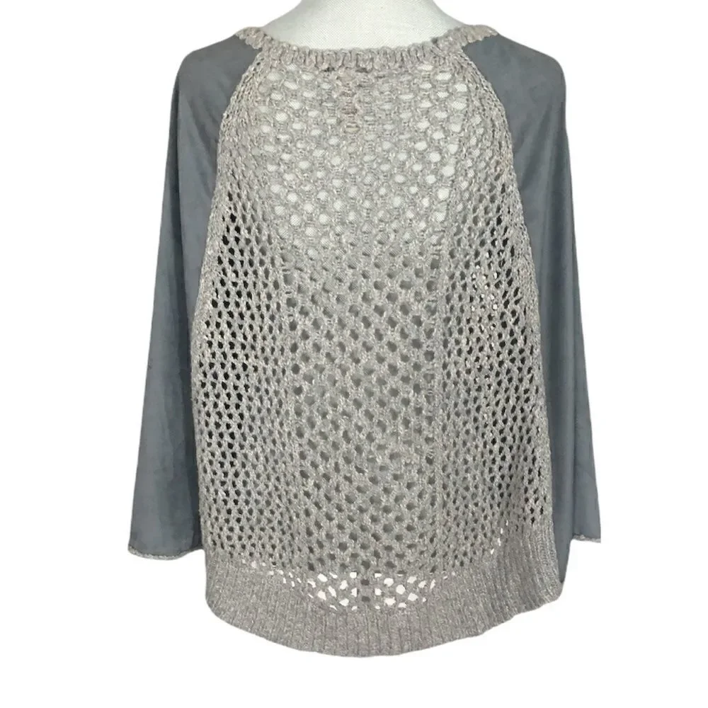 Sharon Young Heather Gray Knit Poncho Size S/M